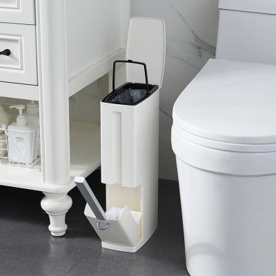 China Squeezing Type Slim Trash Can With Narrow Toilet Brush Small Bin With Lid For Household Toilet Use Ready To Ship for sale