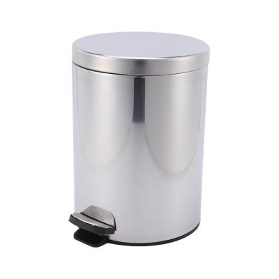 China Sustainable Home Round Design Desktop Stainless Trash Bin With Pedal For Decoration for sale