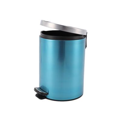 China 2021 High Capacity Sustainable Household Round Stainless Bathroom Trash Can Foot Pedal Trash Can for sale