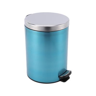 China 2021 Sustainable Quality Indoor Trash Can Bathroom Round Stainless Steel Step Pedal Trash Can for sale