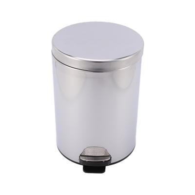 China Sustainable Quality Indoor Trash Can Kitchen Round Stainless Steel Step Pedal Trash Can for sale