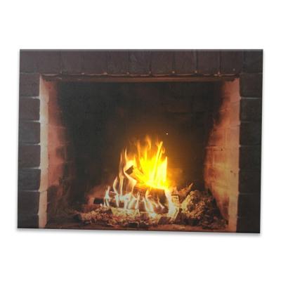 China Frameless Realistic Canvas Art Fireplace Design Winter Lit Warm Feel for sale