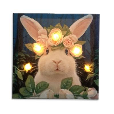 China Realistic cute animal light led design painting frame on canvas for sale