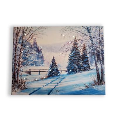 China Factory Direct Sale Realistic Winter Snow Scene Decoration Wall Canvas Painting for sale