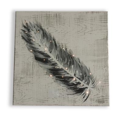 China Realistic Feather Decorations LED Canvas House Paintings For Living Room Wall for sale