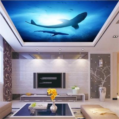 China Artistic ceilings printed 3d dolphins design for bathroom ceiling mural for sale