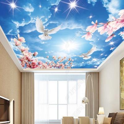 China 4.2mx2.6m High Definition Self Adhesive Printing PVC Stretch Tree Birds UV Ceiling Film for sale