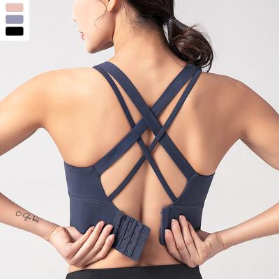 China High Quality Breathable Designer Custom Nylon Spandex Fitness Yoga Wear Gym Workout Adjustable Strap Sports Bra For Women for sale