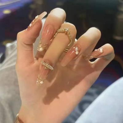 China Design Nails for Women Bling Designs French Nails Tips Artificial Fingernails False Stick on Coffin Nails for Girls 24pcs for sale