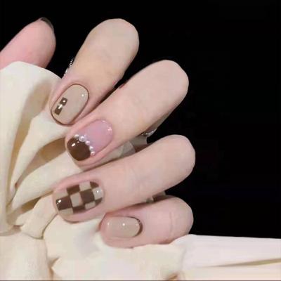 China Design Wholesale 24 Pcs/Box cute sweet Wearable False Nails Full Cover Detachable Finished Fingernails for sale