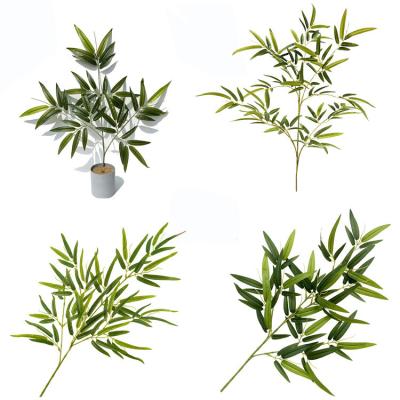 China Wedding Best quality Artificial bamboo leaf Plant flower leaves touch natural faux foliage indoor outdoor  home decor for sale