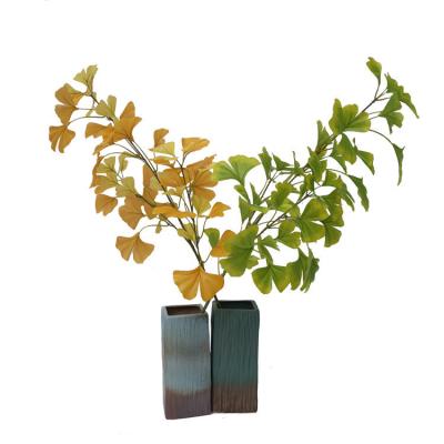 China Wedding High quality 3D artificial ginkgo leaf autumn yellow color real touch indoor outdoor garden home  decor Artificial Plant  leaves for sale