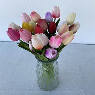 China Eco-friendly SD 32 cm Artificial tulip flowers Decorative Flowers Wreaths wedding hotel home decor multi color soft PU real touch for sale