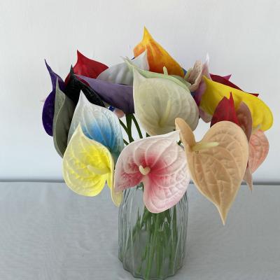 China Eco-friendly Recommend  Artificial flowers Home Decoration Silk Single Stem PU Anthurium Flowers Artificial Christmas 8 Styles home decor for sale