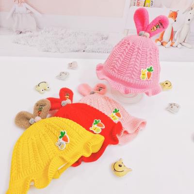 China COMMON wholesale new design 0-2 years old kids winter fashion warm knitted beanie unisex cute carrot rabbit for sale