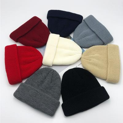 China COMMON Wholesale Blank Knitted Moq Of Warm Winter Beanie Custom Short Hat Low for sale