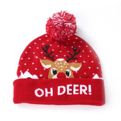 China JOINT Fashion Christmas Beanie Hats With LED Light Wholesale Colorful Custom Beanie for sale