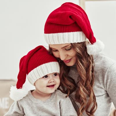 China Wholesale Eco-Friendly Warm Knitted Mommy And Kids Christmas Beanies Hat for sale