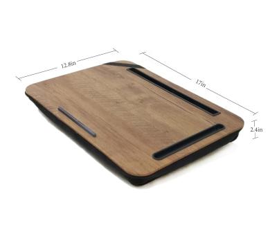 China Modern Hot Selling Wood Lap Tray With Tablet Slot With Pen Slot With Cushion Bag Laptop Desk Bean Bag Lap Tray Home Office Use for sale