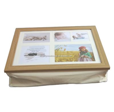 China Foldable Photo Serving Tray With Cushion Bag Overlay Wood Framed Desk for sale