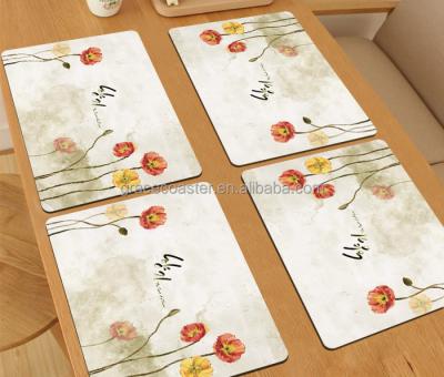 China Sustainable Laminated Printed Place Mat Cork Backed Wood Place Mat Place Mat for sale