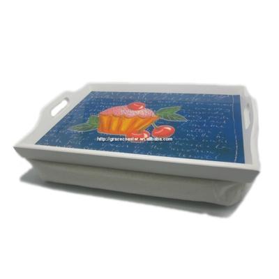 China PC Office Dinner Tray With Cushion Bag Bean Bag Chair Overlay Tray Fruit Lap Tray With Cushion for sale