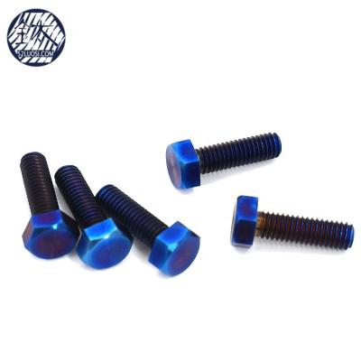 China Gr5 TITANIUM Titanium Hex Head Bolt M4 Blue for sale