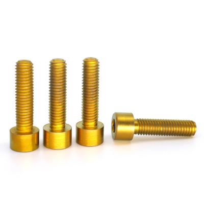 China Gr2 Anodized Gold Colored Allen Bolts Hex Socket Head Cap Titanium Alloy Screws M3 M4 M5 for sale