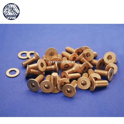 China Flat Anodized Titanium Color Hex Socket Countersunk Head Screws for sale