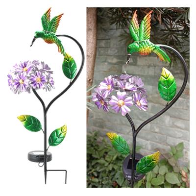 China New Design Casual/Modern Garden Decoration Metal Stake Hummingbird Led Solar Lights Outdoor Garden Lights for sale