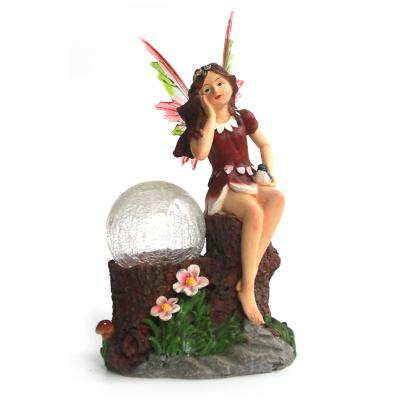 China Traditional Lovely Fairy Shaped Solar Light Garden Ornaments Resin for sale