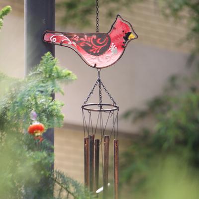 China America Home Decoration Customized Red Bird Hanging Decor For Garden Ornament Wind Rings Home Decorative for sale