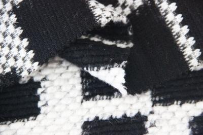 China Black And White Polyester Wool Fabric , Light Weight Faux Fur Upholstery Fabric for sale