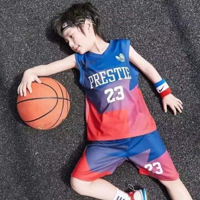 China Vintage Kids Summer Sports Suit Boys Girls Sportswear Vest Students Basketball Uniform Sleeveless 2 Pieces Set for sale