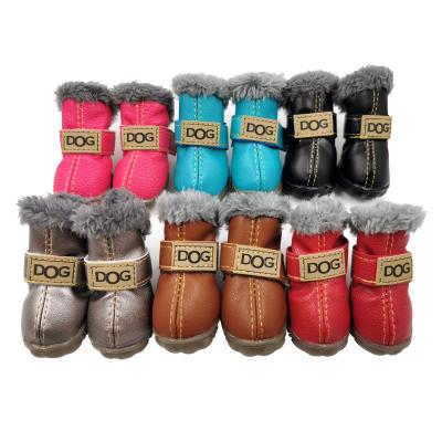 China Sustainable Dog Shoes 4pcs/set Waterproof Super Warm Winter Dog Boots Anti Slip Shoes For Small Puppy Cats Chihuahua Pet Shoes for sale