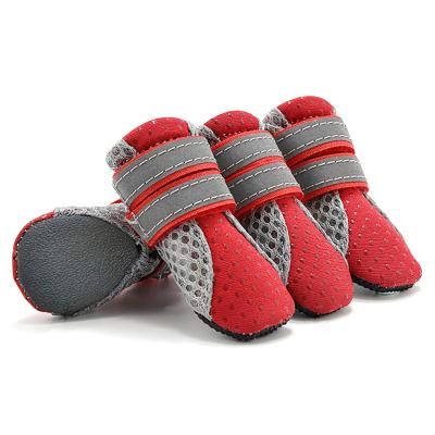 China Durable Breathable Dog Shoes Waterproof Reflective Outdoor Walking Boots Mesh Soft Pet Shoes for sale