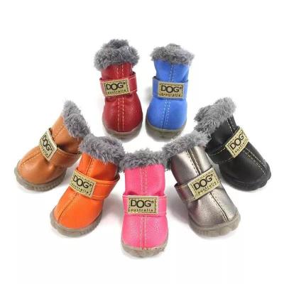 China Sustainable Pet Supplies Waterproof Reflective Outdoor Winter Dog Sport Warm Shoes Water Resistant for sale