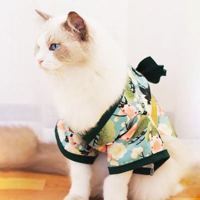 China Japanese Christmas Easter Cat Dog Cosplay Coat Crane Cherry Blossom Pattern Pet Jacket viable pet kimono dress up chihuahua pet clothes for sale