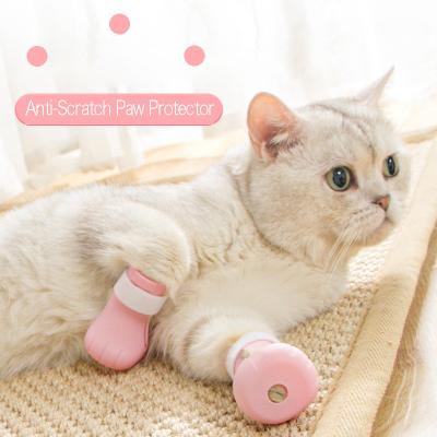 China Viable Pet Cat Claw Cover Anti-Scratch Cat Sheds Wash Pet Paw Protector Cat Shoes Bath Nails Foot Cover 4pcs/set Sheds Pet Supplies for sale