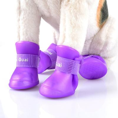 China Viable Dog Rainshoes Silicone Waterproof Dog Shoes Non-Slip Boots For Small Medium Large Dogs Rainy Days Pet Supplies for sale