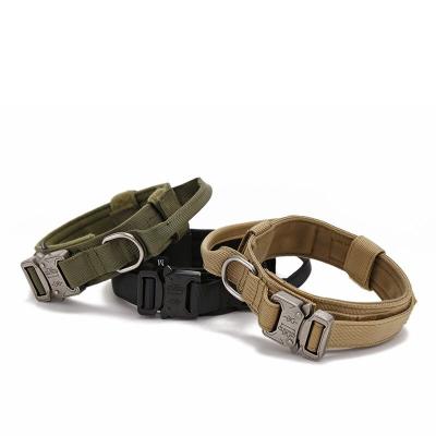 China Adjustable Dogs Nylon Dog Collar for Dog Training with Metal Buckle, Military Dog Collar for sale