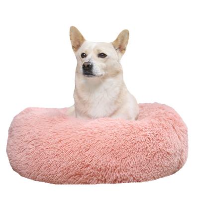 China Luxury Supplies Breathable Hot Selling Soft Washable Removable Round Dog Cat Bed Donut Plush for sale