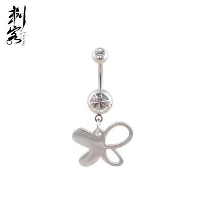 China Romantic Surgical Steel For Romantic Crystal Body Piercing Jewelry Belly Button Rings Butterfly Design Navel Rings for sale