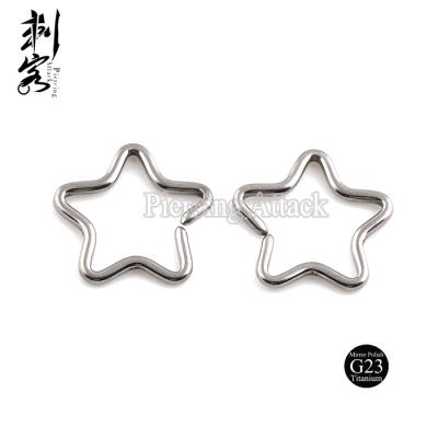 China Vintage Body Jewelry Highly Polished Titanium Star G23 Daith Earring for sale