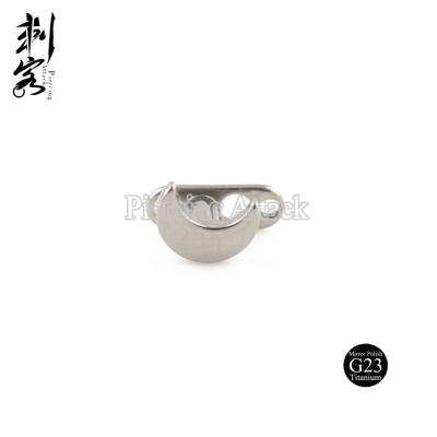 China Vintage G23 Titanium Internally Threaded Dermal Anchor With Crescent Symbol Design Top Piercing Body Jewelry for sale