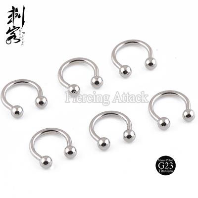 China Vintage Highly Polished Body G23 Titanium Jewelry 14 Gauge Titanium Ball Horseshoe Circular for sale