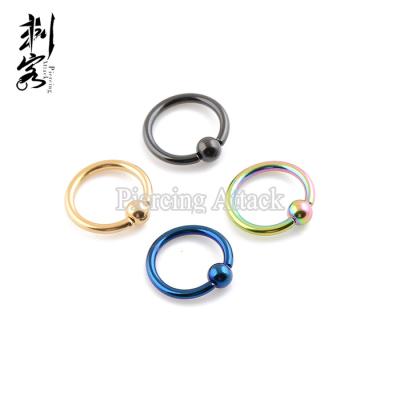 China Vintage Body Jewelry Piercing Titanium Anodized Captive Ring BCR 1.2*8*3 Mm Steel 16 Gauge for sale