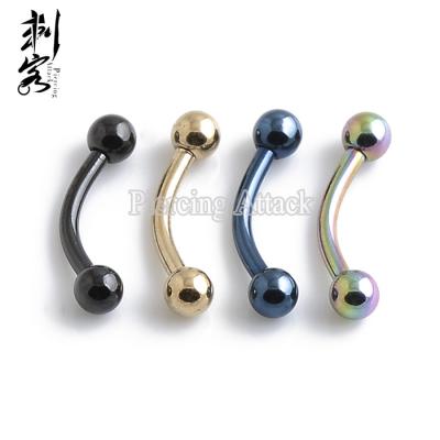 China Vintage 16 Gauge Ball Titanium Anodized Eyebrow Ring Banana Eyebrow Body Jewelry for sale