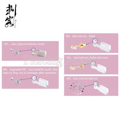 China New FASHIONABLE Design Sterilized Disposable Ear Piercing Cartridge 14K Solid Gold Mixed Colors 24pcs Each With CZ for sale