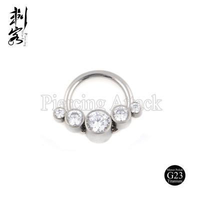 China CLASSIC Titanium G23 Ball Closure Ring With Clear CZ Band Body Jewelry for sale